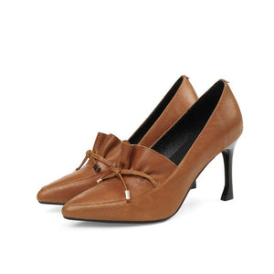 ASUMER black brown fashion spring autumn ladies pumps thin heel elegant dress shoes women genuine leather high heels shoes - Gabriel