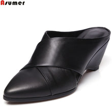 Load image into Gallery viewer, ASUMER white black fashion spring autumn ladies shoes pointed toe shallow street shoes women genuine leather high heels shoes - Gabriel