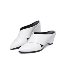 Load image into Gallery viewer, ASUMER white black fashion spring autumn ladies shoes pointed toe shallow street shoes women genuine leather high heels shoes - Gabriel