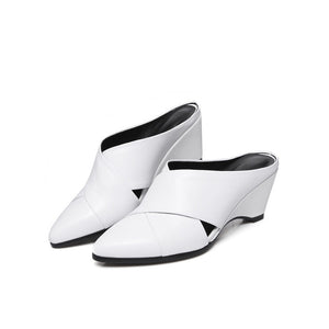 ASUMER white black fashion spring autumn ladies shoes pointed toe shallow street shoes women genuine leather high heels shoes - Gabriel