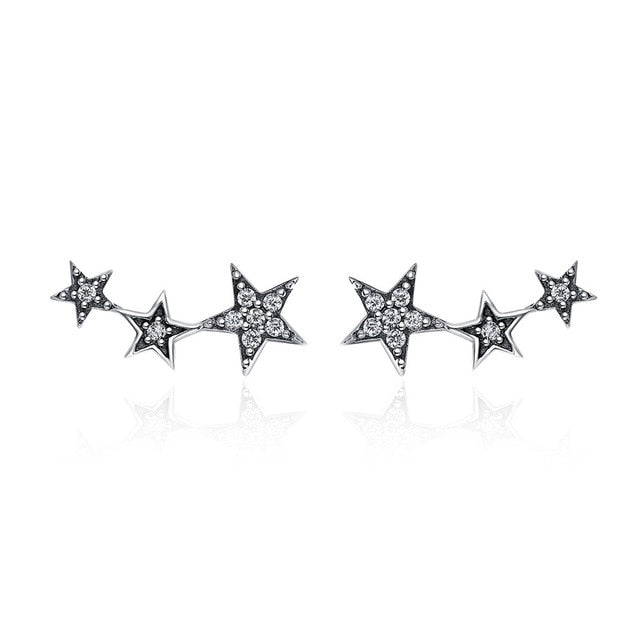 BAMOER Authentic 925 Sterling Silver Sparkling CZ Exquisite Stackable Star Stud Earrings for Women Fine Jewelry Gift SCE175 - Gabriel