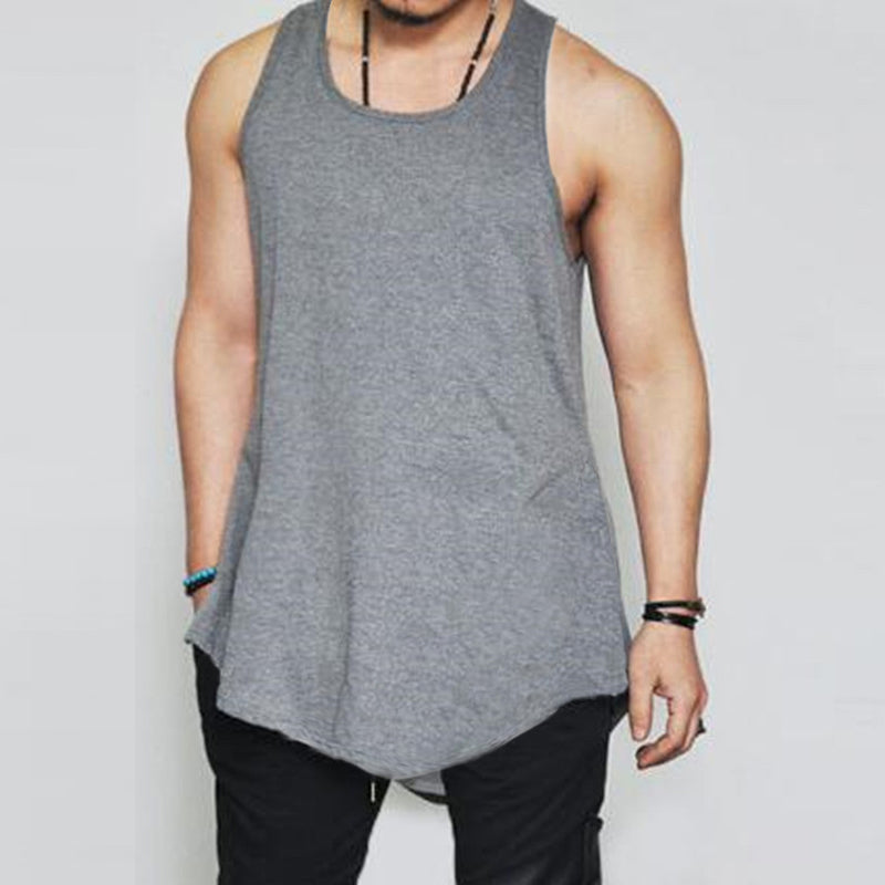 PODOM Male Sleeveless Undershirts O-Neck Summer Casual Mens Plus Size Vest Side Zipper Tshirt Man New Vest Tank Tops Tshirt 3XL - Gabriel