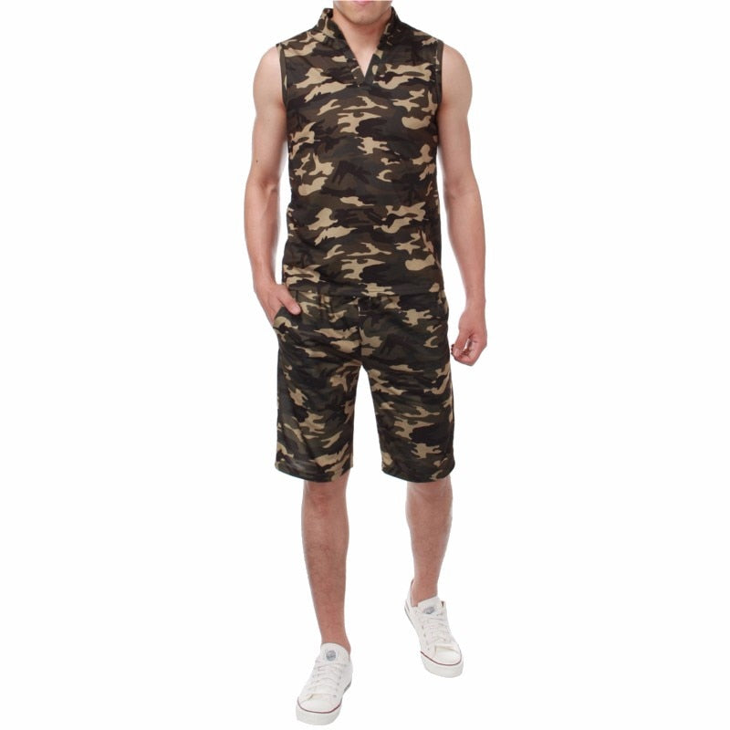 2018 New Arrival Men Sets Summer Army Camouflage Tank Top Casual Slim Tops Unisex Sleeveless Outwear Plus Size S-3XL - Gabriel