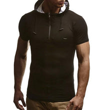 Load image into Gallery viewer, Summer Cotton Men Hoody T Shirts Muscle Tee Short Sleeve Zipper Slim Fitness Tshirt Bodybuilding Hooded Male HipHop Masculina - Gabriel