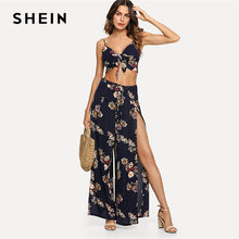 Load image into Gallery viewer, SHEIN Multicolor Vacation Boho Bohemian Beach Floral Print Cami Top And Palazzo Pants Set Summer Women Sexy Twopiece - Gabriel
