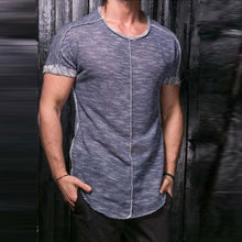 Load image into Gallery viewer, High Street Casual T Shirt Men Short Sleeve O-Neck Rough Patchwork Stylish Tshirts HipHop Loose Asymmetry Curve Hem Cool Tee - Gabriel