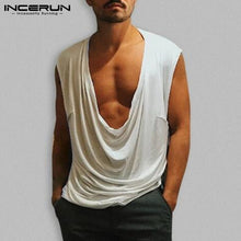 Load image into Gallery viewer, INCERUN Stylish S-5XL Casual Tank Tops Men Sleeveless Tee Pleated Deep V Neck Loose Fitness Bodybuilding Muscle Joggers Vest - Gabriel