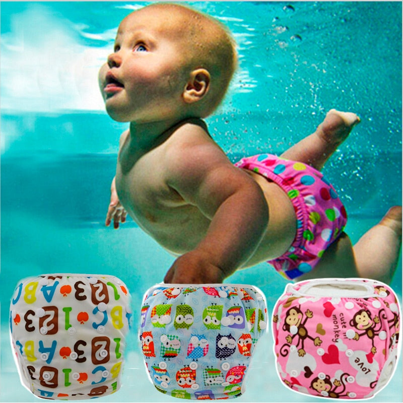 Ohbabyka Baby Swim Diaper Waterproof Adjustable Cloth Diapers Pool Pant Swimming Diaper Cover Reusable Washable Baby Nappies - Gabriel