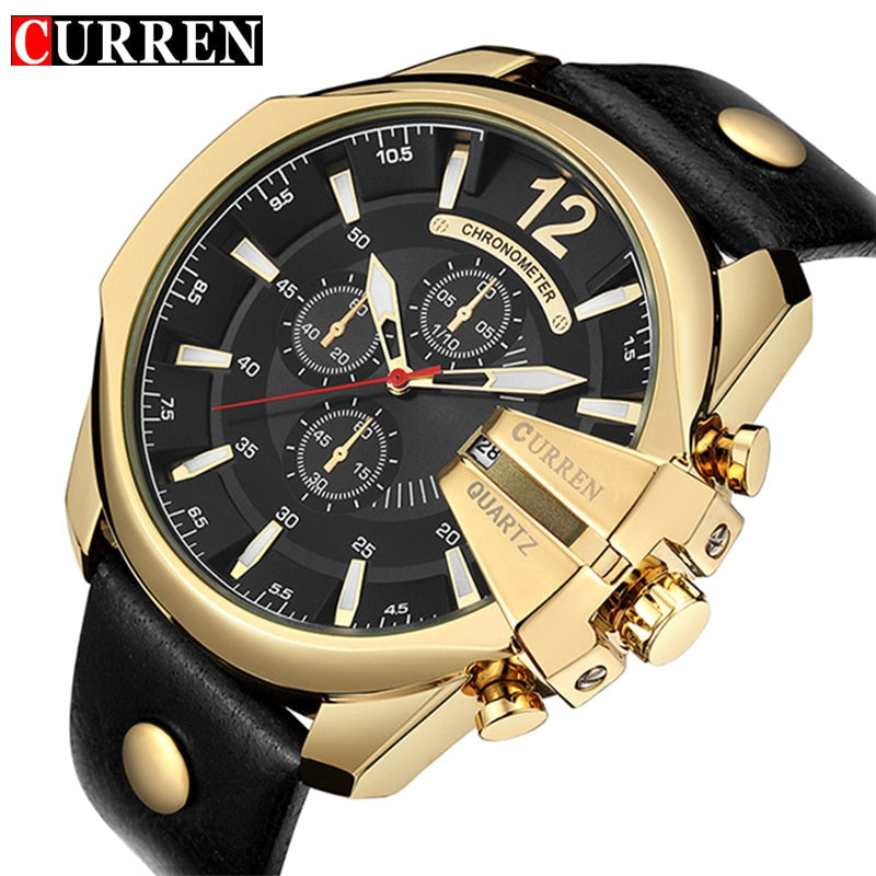 CURREN Men's Sports Quartz Watch Men Top Brand Luxury Designer Watch Man Quartz Gold Clock male Fashion Relogio Masculino Date - Gabriel