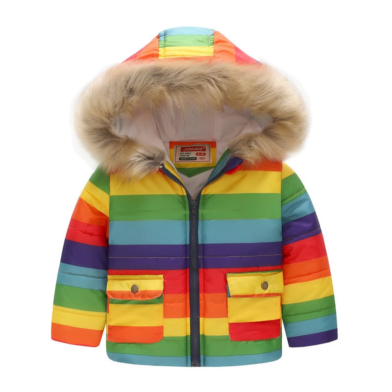 Boys Winter Coats Windbreaker Kids Jackets Baby Boys Clothes Fur Hooded Thick Warm Boy Jacket with Fleece Children Outerwear - Gabriel