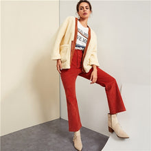 Load image into Gallery viewer, SHEIN Apricot Elegant Preppy Pocket Front Zip Half Placket Fleece Minimalist Coat Autumn Women Highstreet Campus Clothes - Gabriel