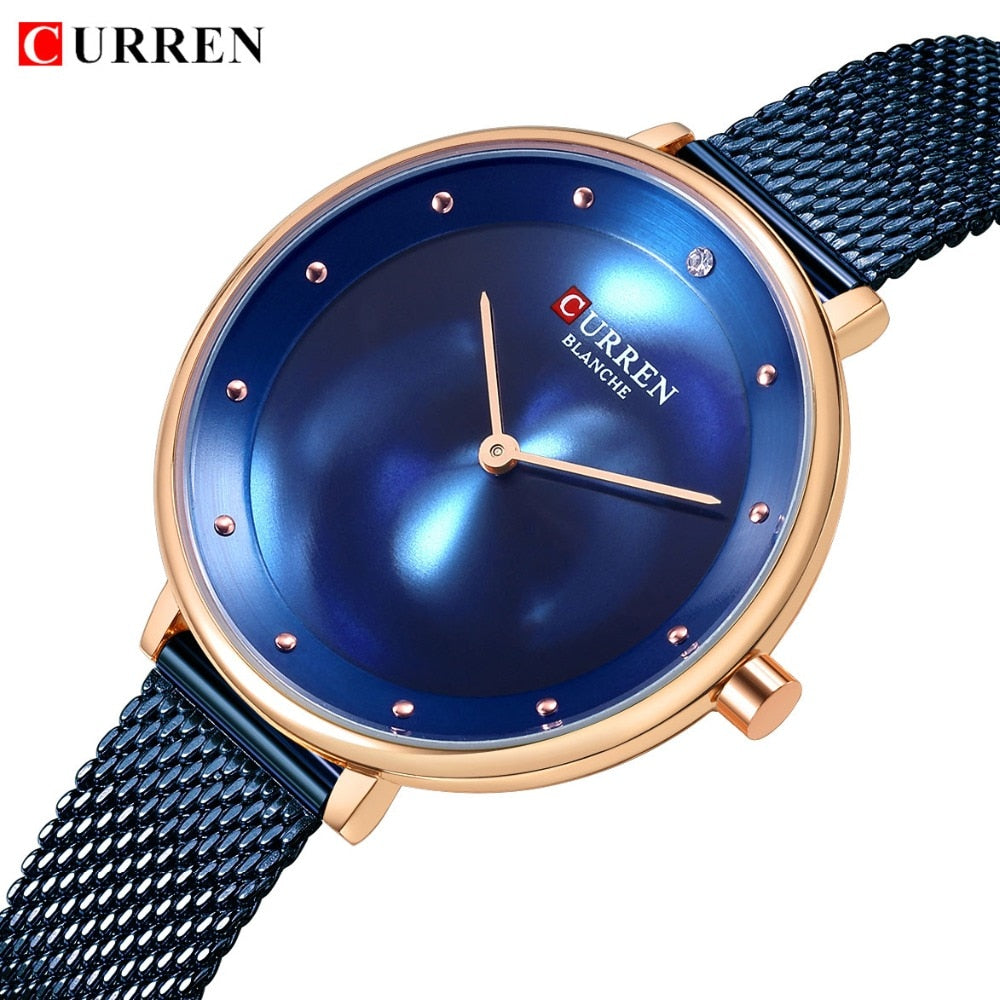 Luxury Women Quartz Watches CURREN Ladies Stainless Steel Ultra Thin Elegant Dress Wrist Watch Fashion Waterproof Gift Clock - Gabriel