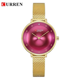 Luxury Women Quartz Watches CURREN Ladies Stainless Steel Ultra Thin Elegant Dress Wrist Watch Fashion Waterproof Gift Clock - Gabriel