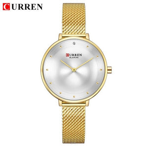 Luxury Women Quartz Watches CURREN Ladies Stainless Steel Ultra Thin Elegant Dress Wrist Watch Fashion Waterproof Gift Clock - Gabriel