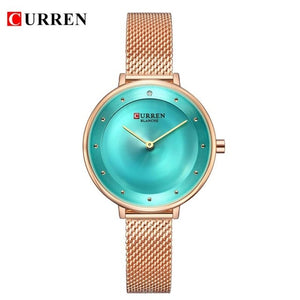 Luxury Women Quartz Watches CURREN Ladies Stainless Steel Ultra Thin Elegant Dress Wrist Watch Fashion Waterproof Gift Clock - Gabriel