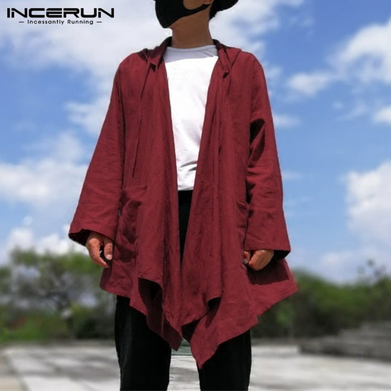 Hiphop Men's Cardigan Hoodie Cloak Long Sleeve Autumn Hoody Trench Casual Jacket Cape Coat Men Clothing Black New Coat NCERUN - Gabriel