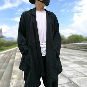Hiphop Men's Cardigan Hoodie Cloak Long Sleeve Autumn Hoody Trench Casual Jacket Cape Coat Men Clothing Black New Coat NCERUN - Gabriel
