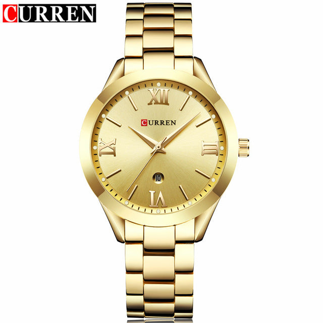 Luxury Fashion Women Jewelry Quartz Watches Curren Steel Ladies Elegant Dress Wrist Watch Women Fashion Barcelet Gift Clock - Gabriel