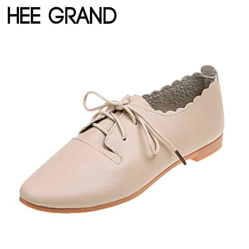 HEE GRAND 2018 New Arrival Women Flats Lace-up Summer&Fall Women Slip-on Causal Fashion Oxford Soft Leather Mujer Shoes XWD6852 - Gabriel