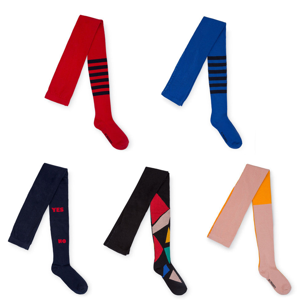 Bobo Choses Tights 2018 Autumn Baby Girls Geometric Striped Tights Cotton Knee Highs Children Patchwork Long Stockings for Kids - Gabriel