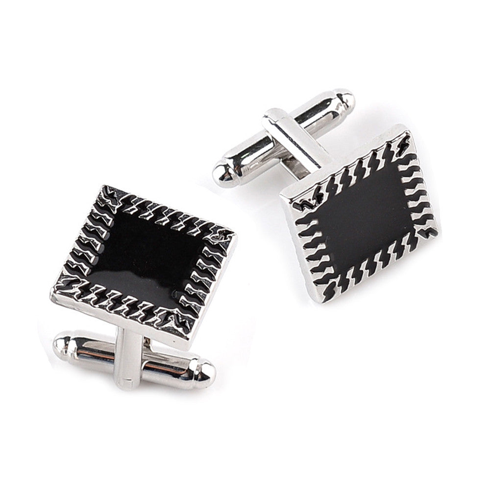 2pcs Men Square Cufflinks High-end Business-style Cuffs White Shirt Accessories Wedding Gifts Black Series Classic Steady Cuff Links - Gabriel