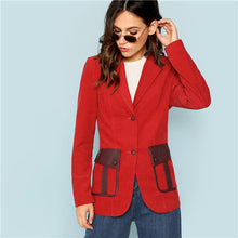 Load image into Gallery viewer, SHEIN Rust Office Lady Single Button Up Notched Collar Longline Solid Elegant Blazer 2018 New Autumn Women Coat And Outerwear - Gabriel