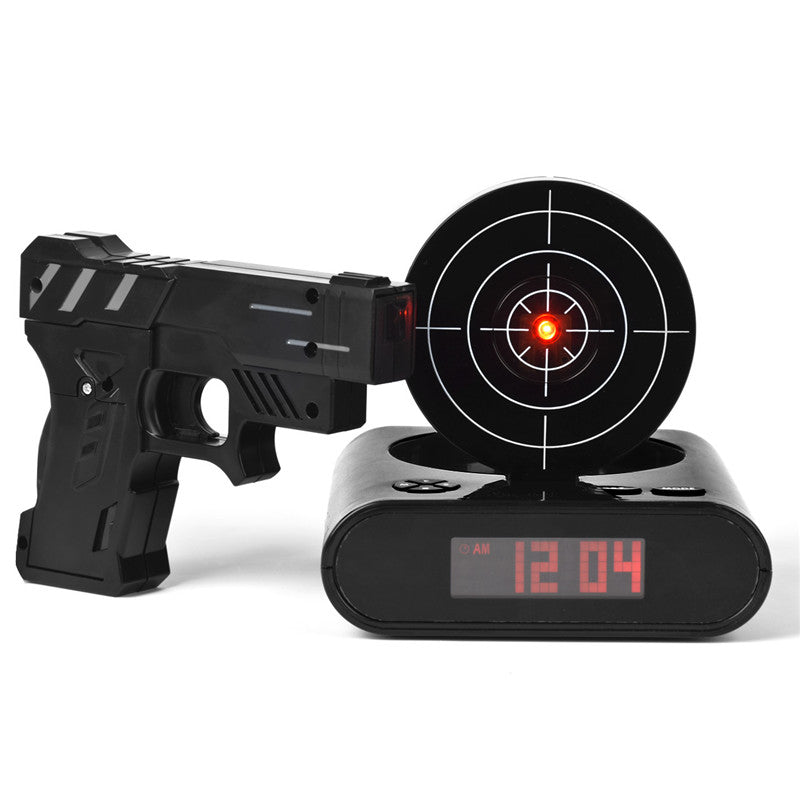 Desk Gadget Target Laser Shooting Gun Alarm Clock LCD Screen Gun Alarm Colck/Target Alarm Clock - Gabriel